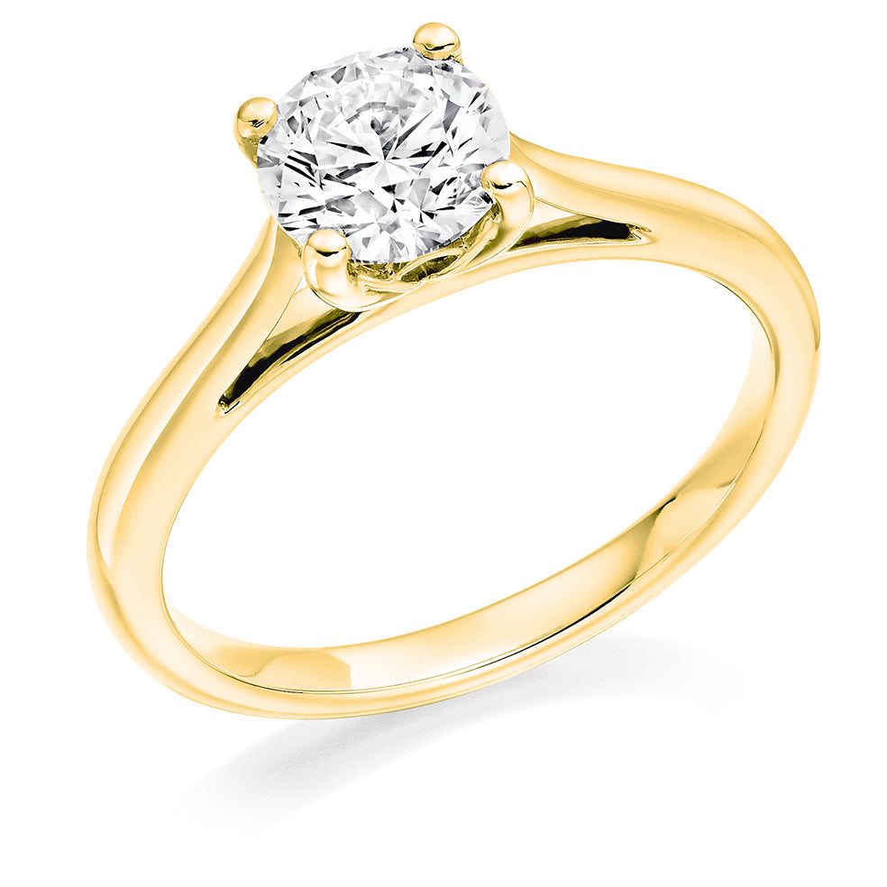 Solitaire Round Brilliant Engagement Ring, 0.9ct in Yellow Gold