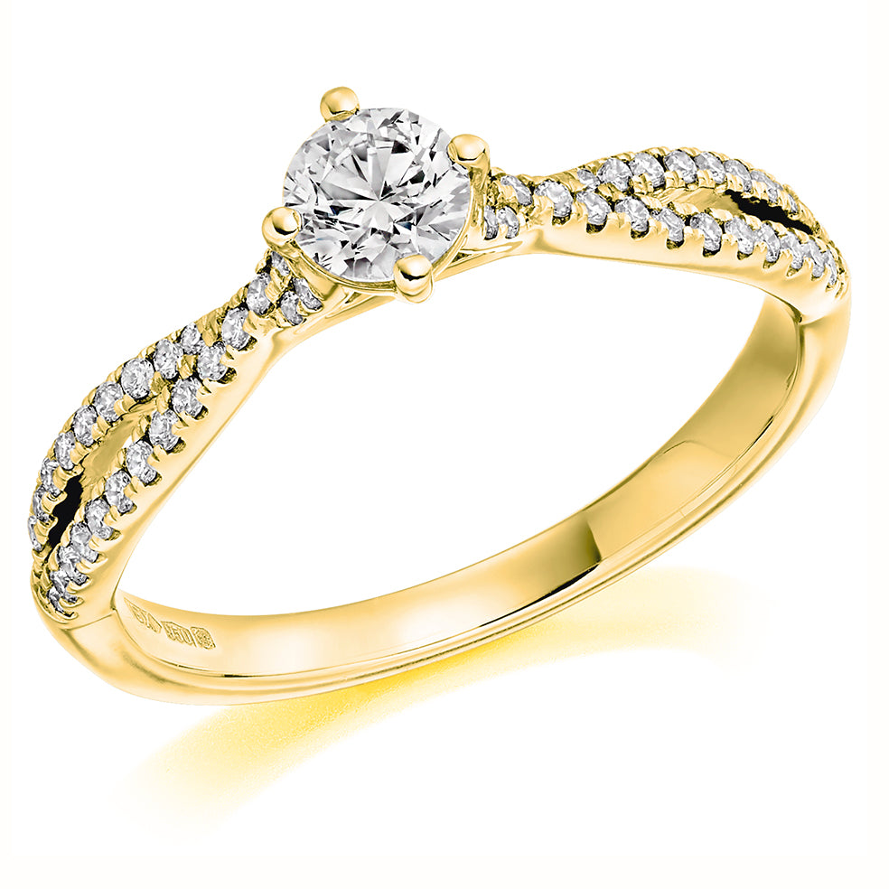 Split-Shoulder Solitaire Round Brilliant Engagement Ring, 0.33ct in Yellow Gold