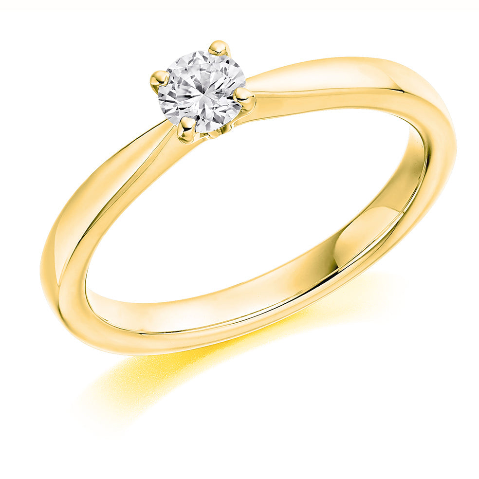 Simple Solitaire Round Brilliant Engagement Ring 0.25ct in Yellow Gold