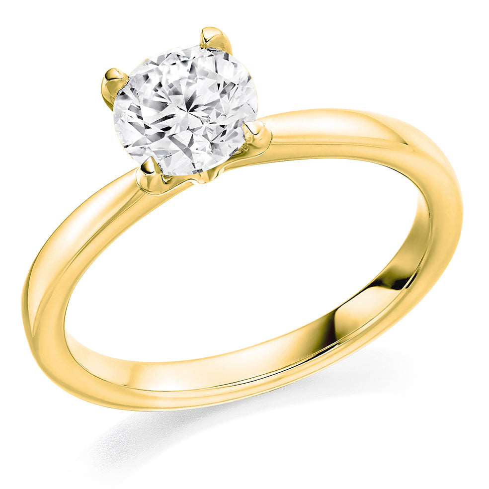 Solitaire Round Brilliant Engagement Ring 0.9ct in Yellow Gold