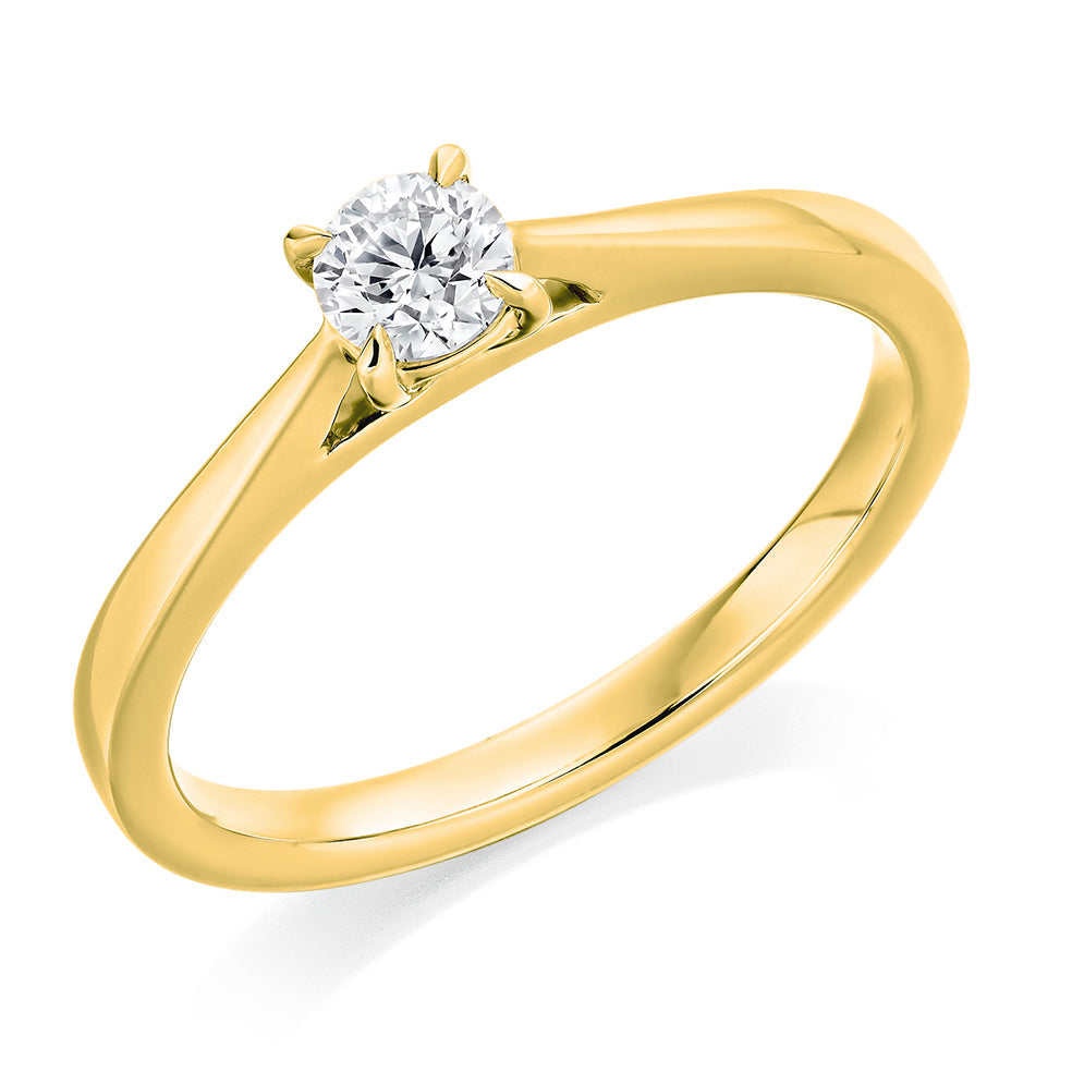 Clean-Band Solitaire Round Brilliant Engagement Ring 0.33ct in Yellow Gold