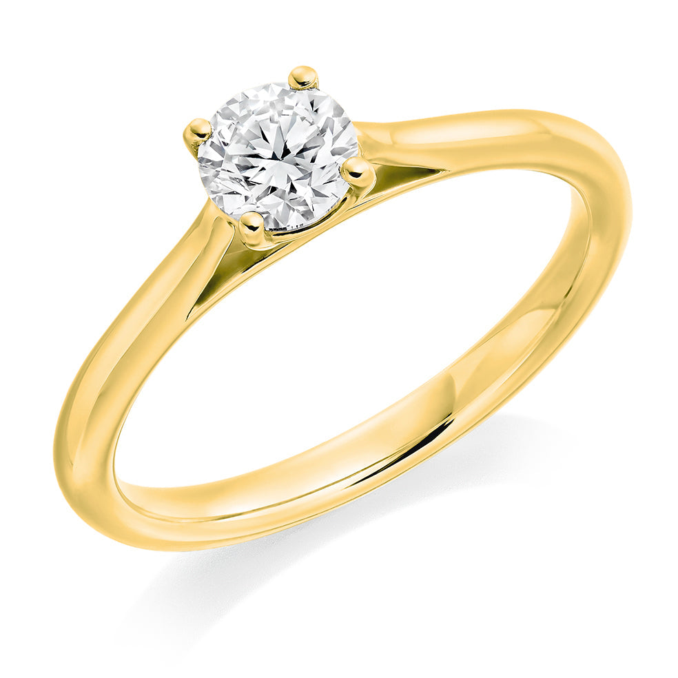 Clean-Band Solitaire Round Brilliant Engagement Ring 0.5ct in Yellow Gold