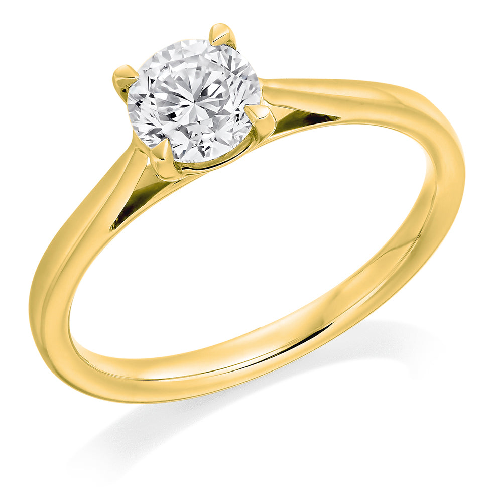 Solitaire Round Brilliant Engagement Ring, 0.6ct in Yellow Gold