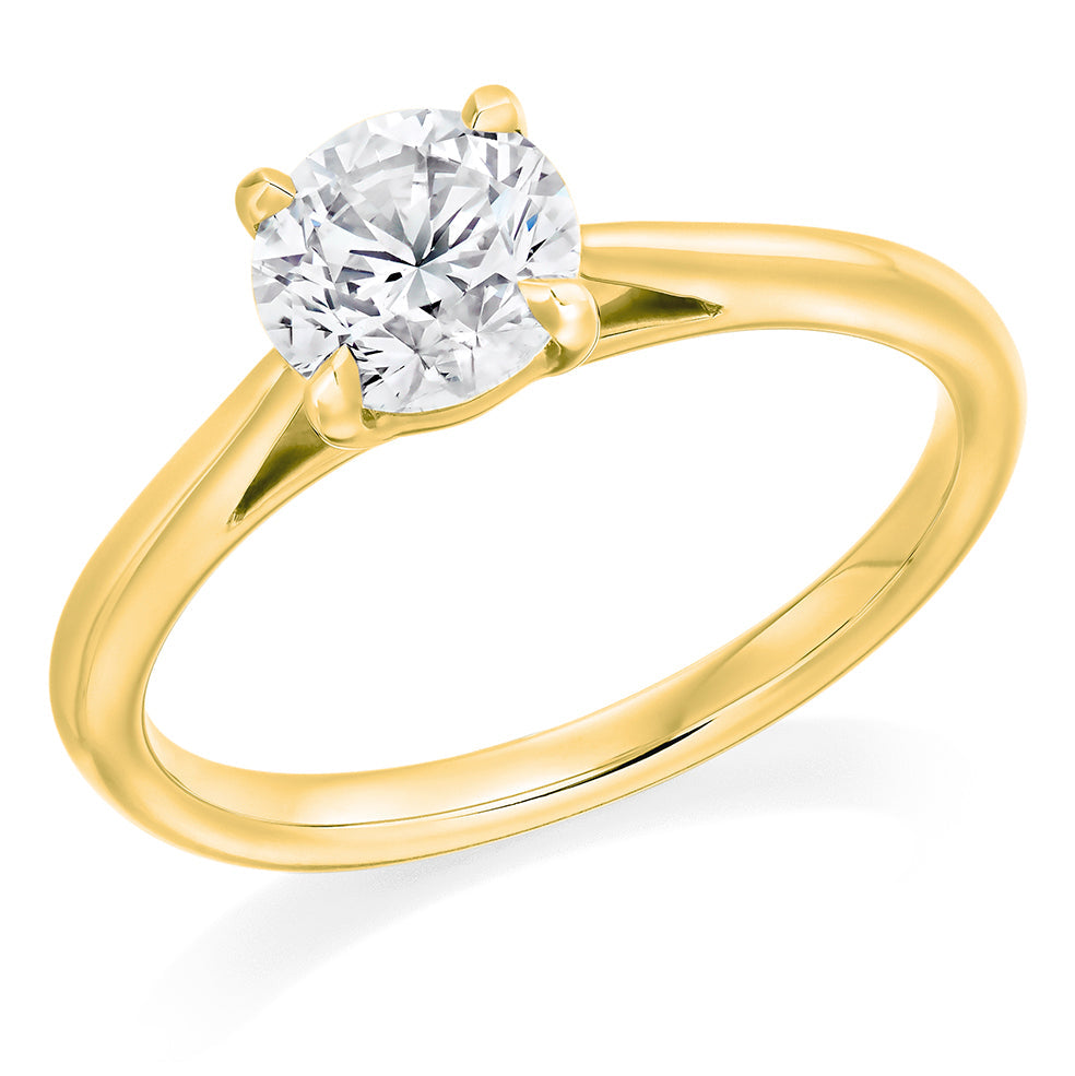 Classic Solitaire Round Brilliant Engagement Ring 1.0ct total in Yellow Gold