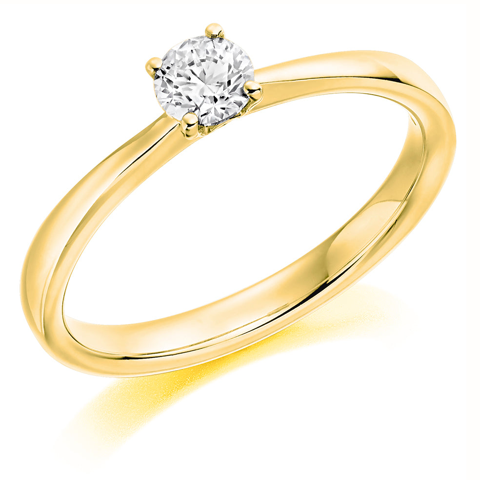 Solitaire Round Brilliant Engagement Ring, 0.25ct in Yellow Gold