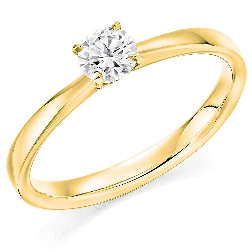 Plain-Band Solitaire Round Brilliant Engagement Ring 0.33ct in Yellow Gold