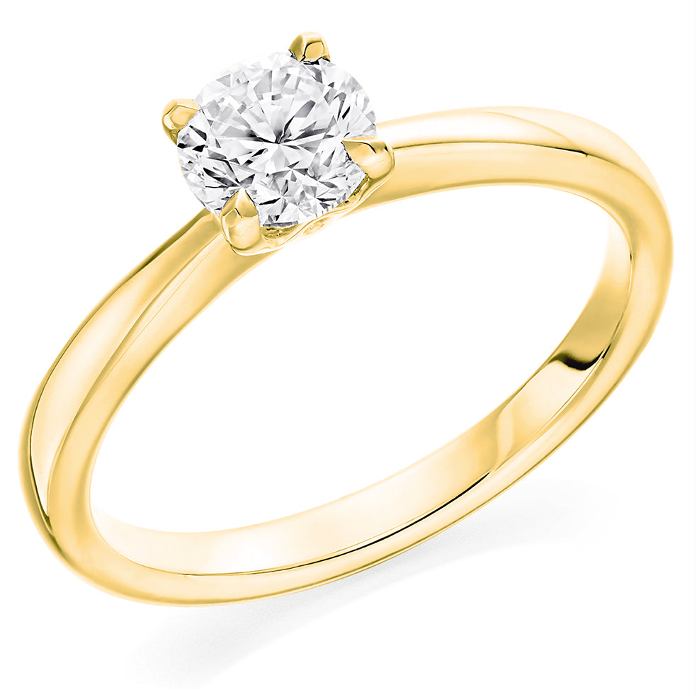 Simple Solitaire Round Brilliant Engagement Ring 0.6ct in Yellow Gold