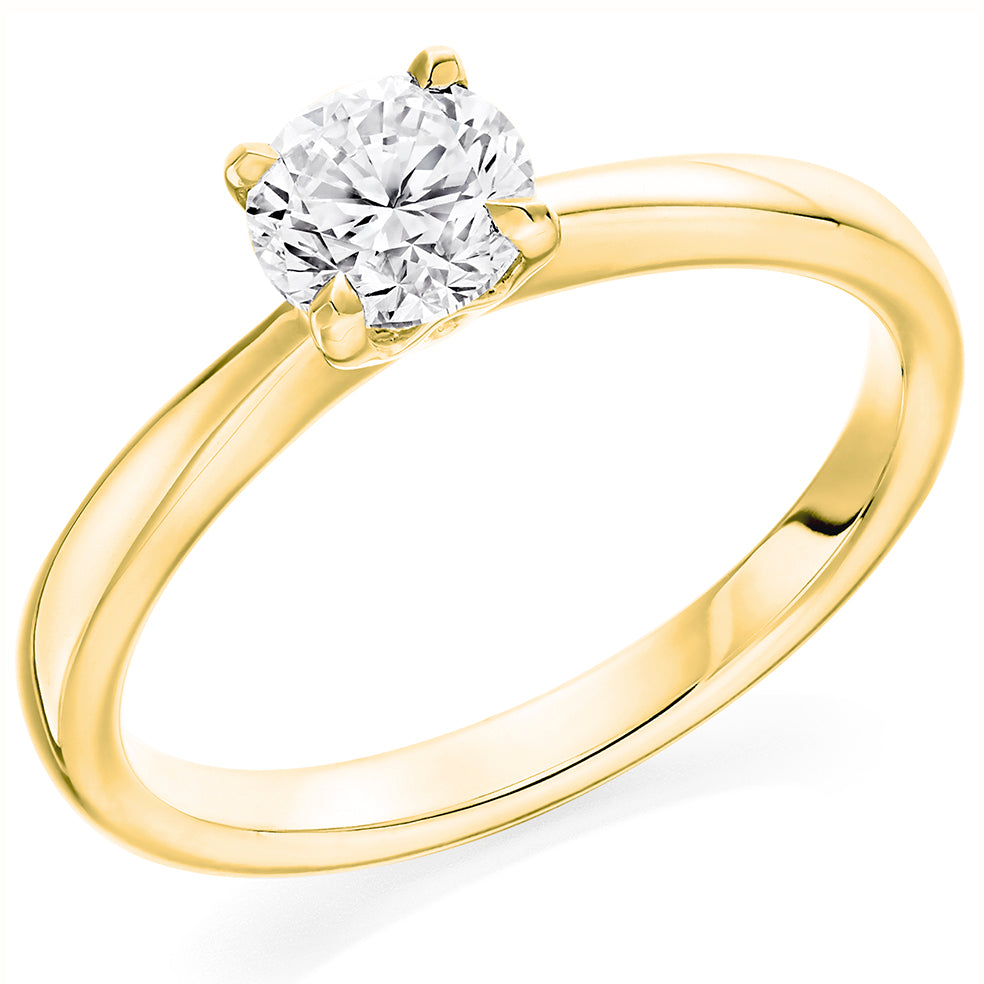 Traditional Solitaire Round Brilliant Engagement Ring, 0.9ct in Yellow Gold