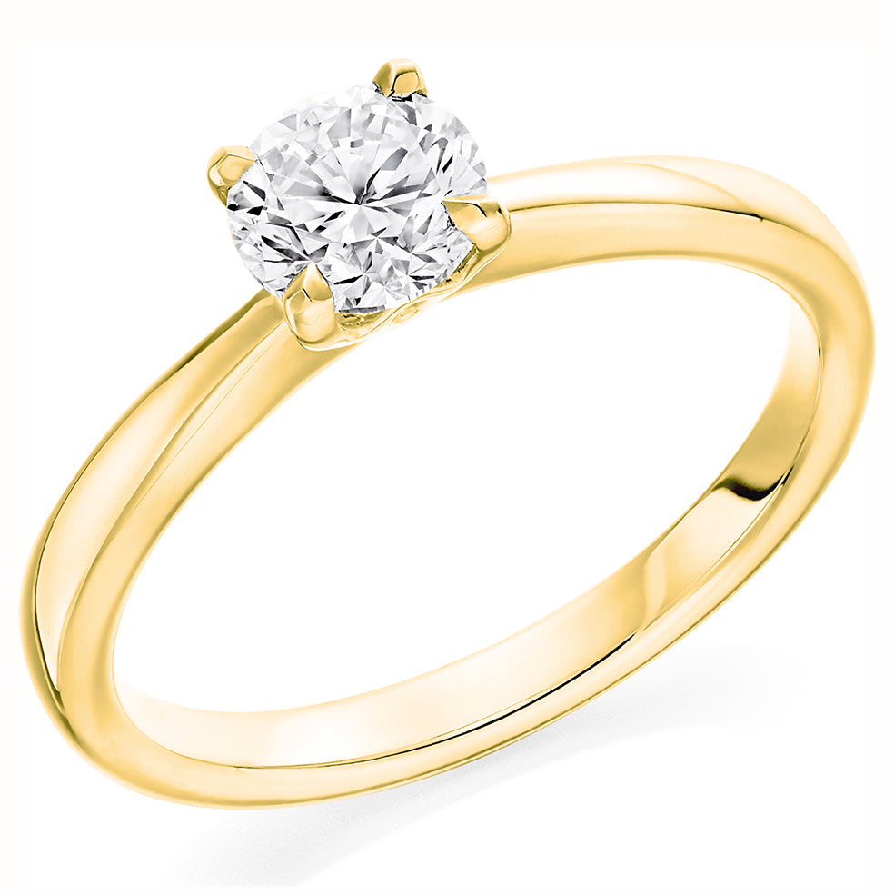 Classic Solitaire Round Brilliant Engagement Ring 1.0ct in Yellow Gold