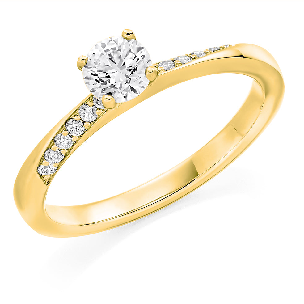 Grain-Set Solitaire Round Brilliant Engagement Ring, 0.4ct in Yellow Gold