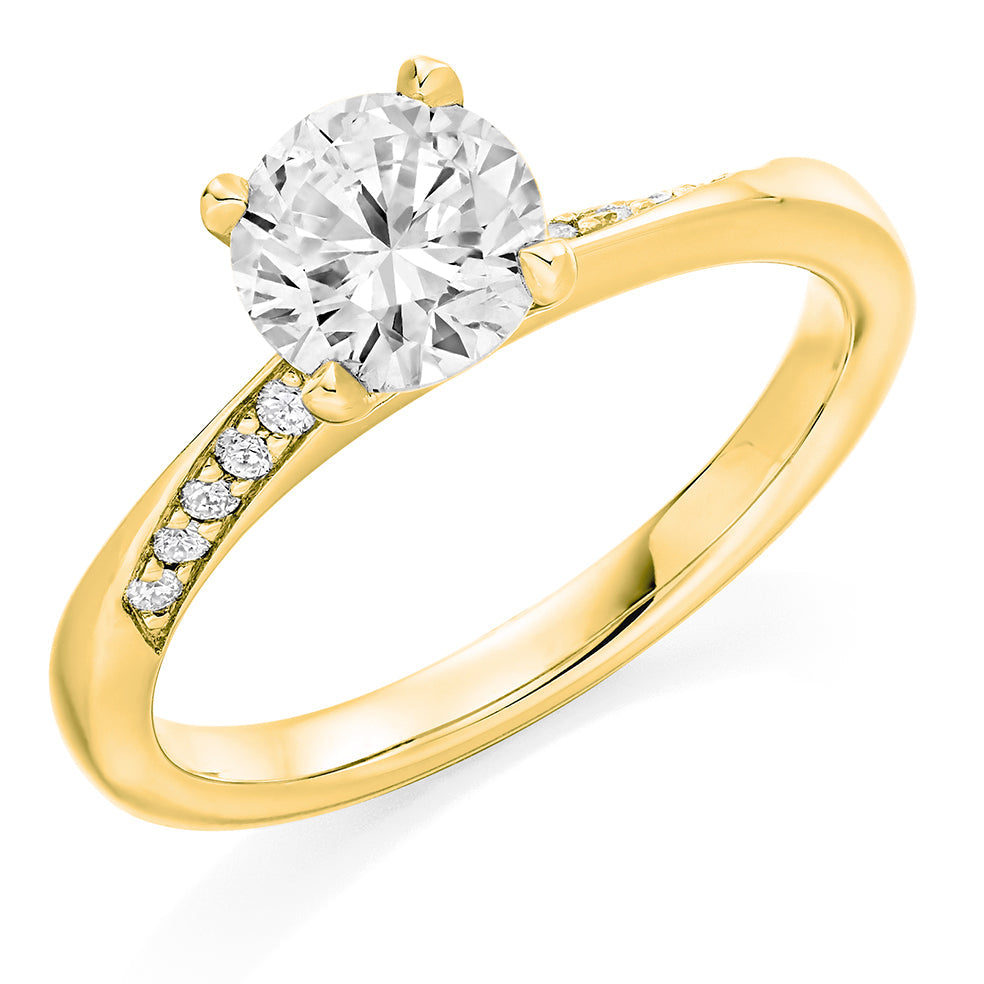 Grain-Set Solitaire Round Brilliant Engagement Ring 1.13ct in Yellow Gold