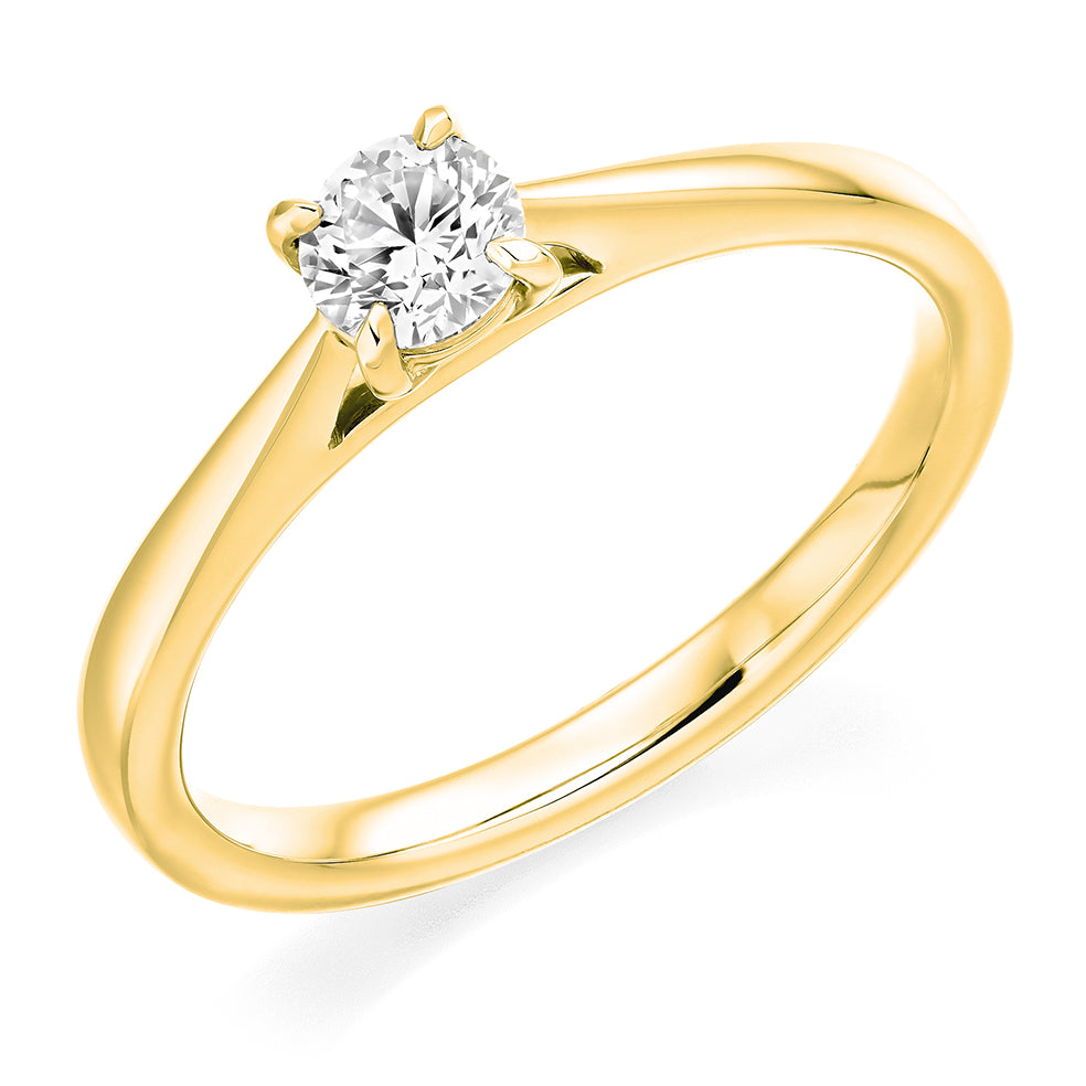 Simple Solitaire Round Brilliant Engagement Ring, 0.33ct in Yellow Gold