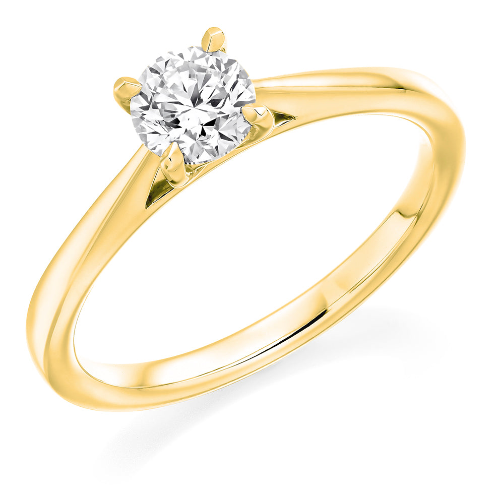 Simple Solitaire Round Brilliant Engagement Ring 0.5ct in Yellow Gold
