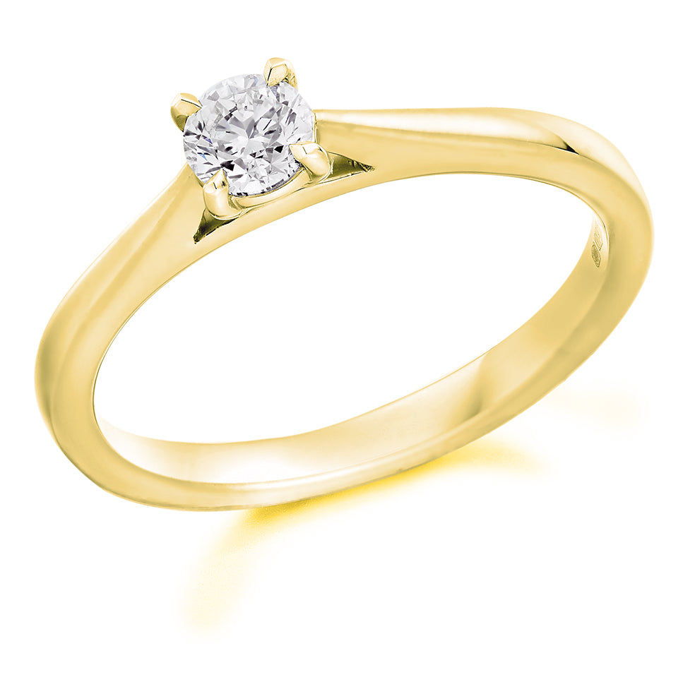 Plain-Band Solitaire Round Brilliant Engagement Ring 0.9ct in Yellow Gold