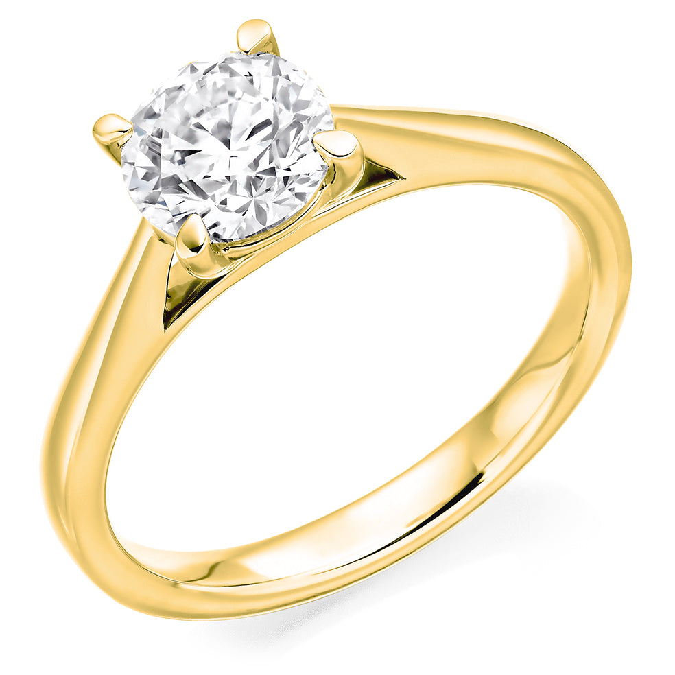 Solitaire Round Brilliant Engagement Ring 1.0ct in Yellow Gold