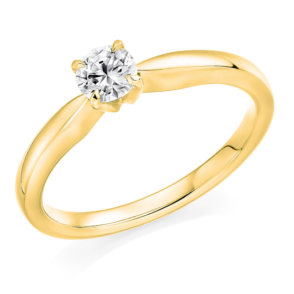 Plain-Band Solitaire Round Brilliant Engagement Ring 0.25ct in Yellow Gold