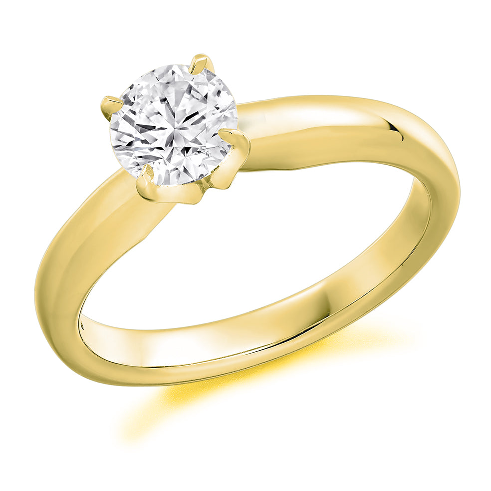 Simple Solitaire Round Brilliant Engagement Ring, 0.5ct in Yellow Gold