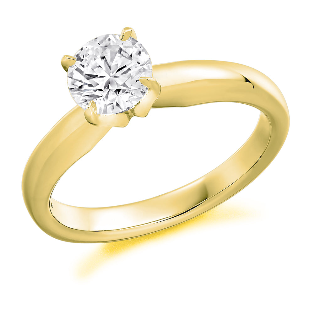 Plain-Band Solitaire Round Brilliant Engagement Ring 0.75ct in Yellow Gold
