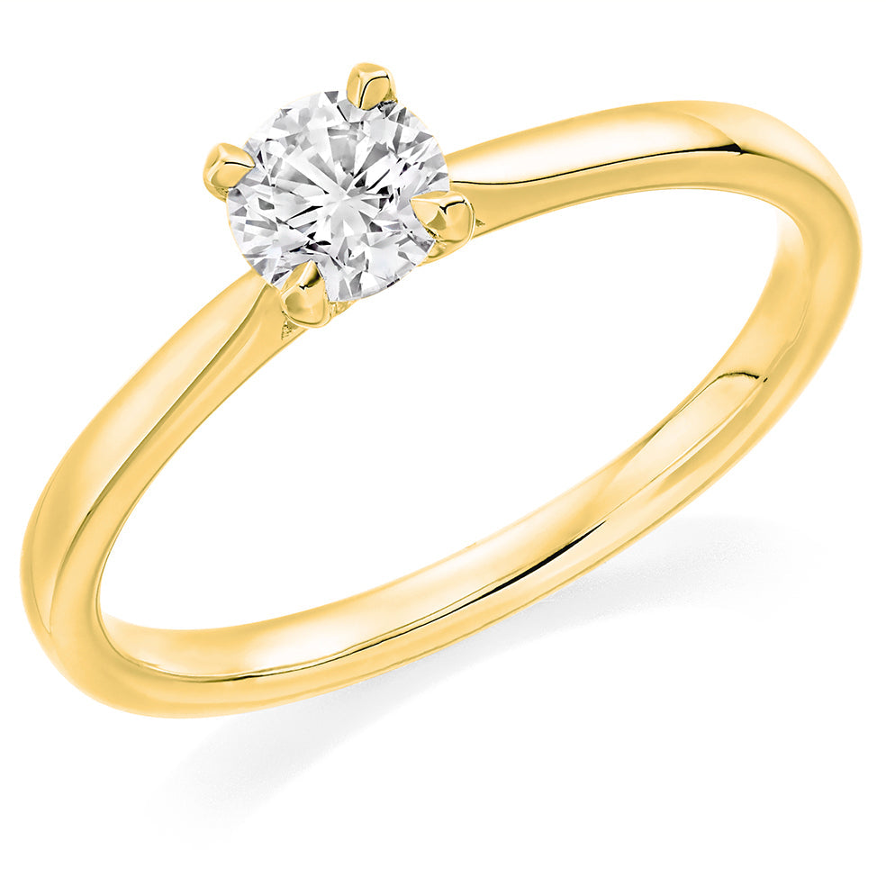 Classic Solitaire Round Brilliant Engagement Ring 0.4ct in Yellow Gold