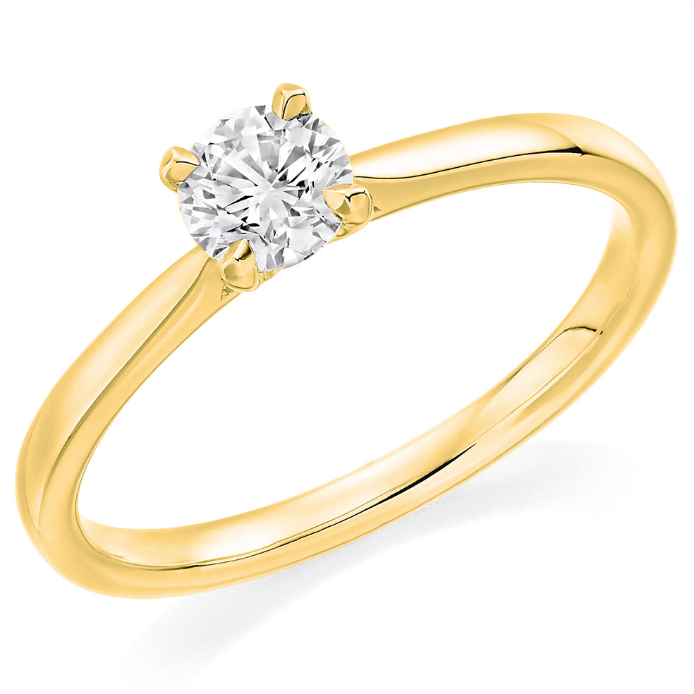 Simple Solitaire Round Brilliant Engagement Ring 0.75ct in Yellow Gold