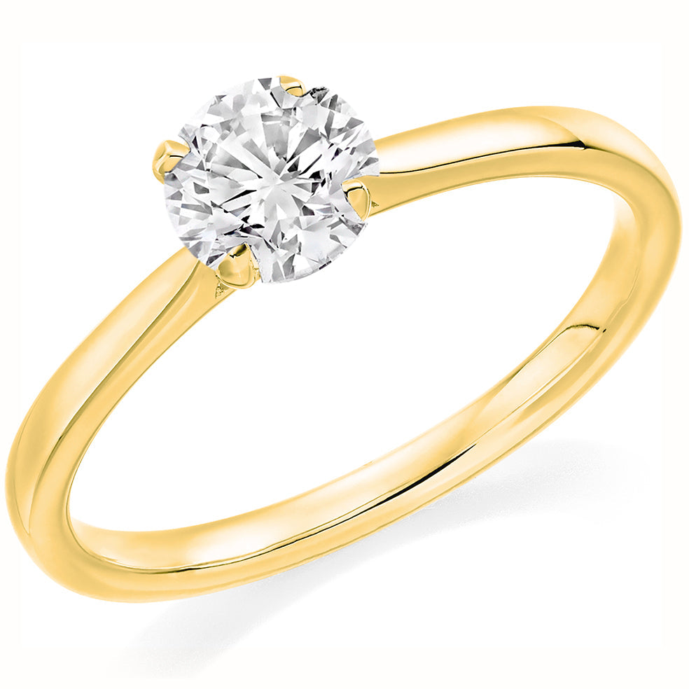 Solitaire Round Brilliant Engagement Ring, 1.0ct in Yellow Gold