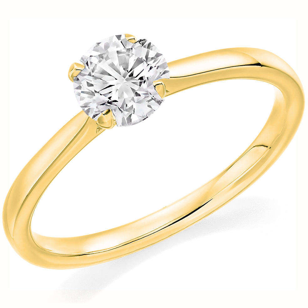 Solitaire Round Brilliant Engagement Ring, 1.0ct in Yellow Gold