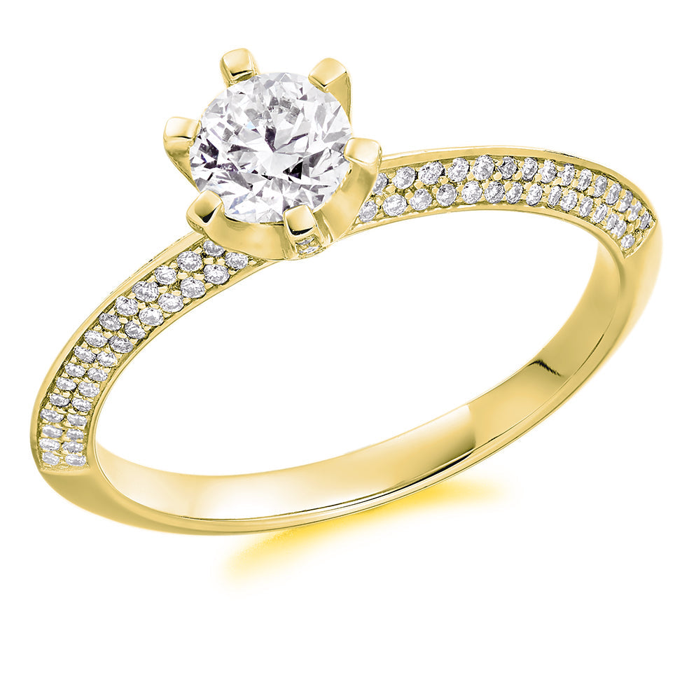 Grain-Set Solitaire Round Brilliant Engagement Ring, 0.5ct in Yellow Gold