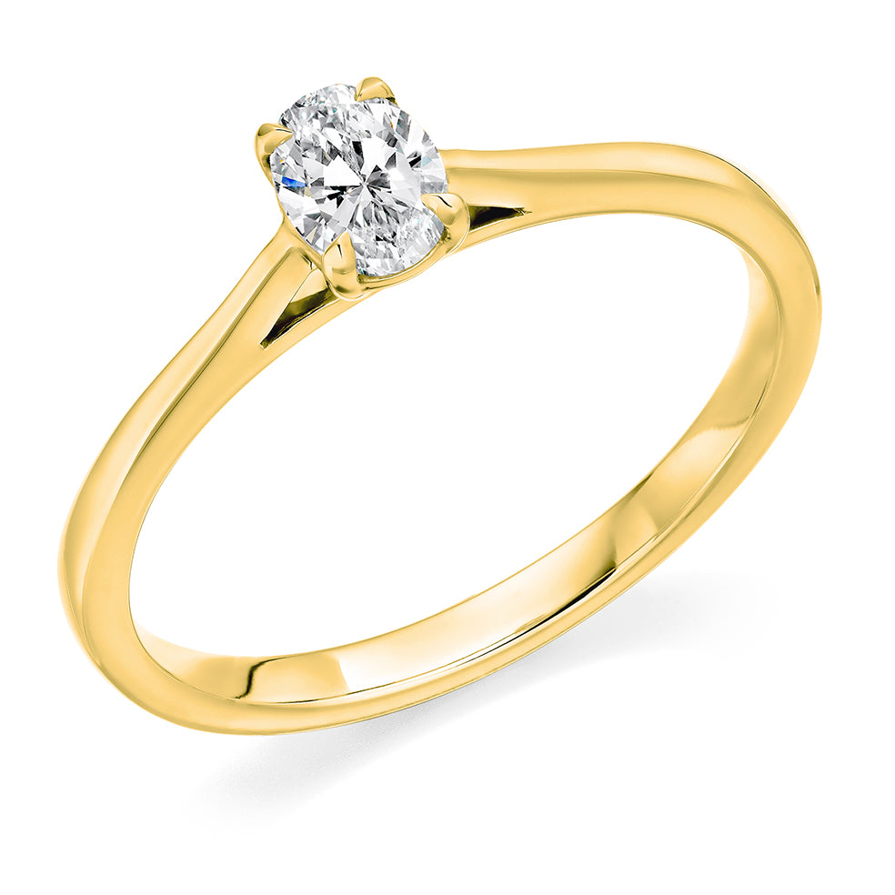 Simple Solitaire Oval Cut Engagement Ring, 0.3ct in Yellow Gold