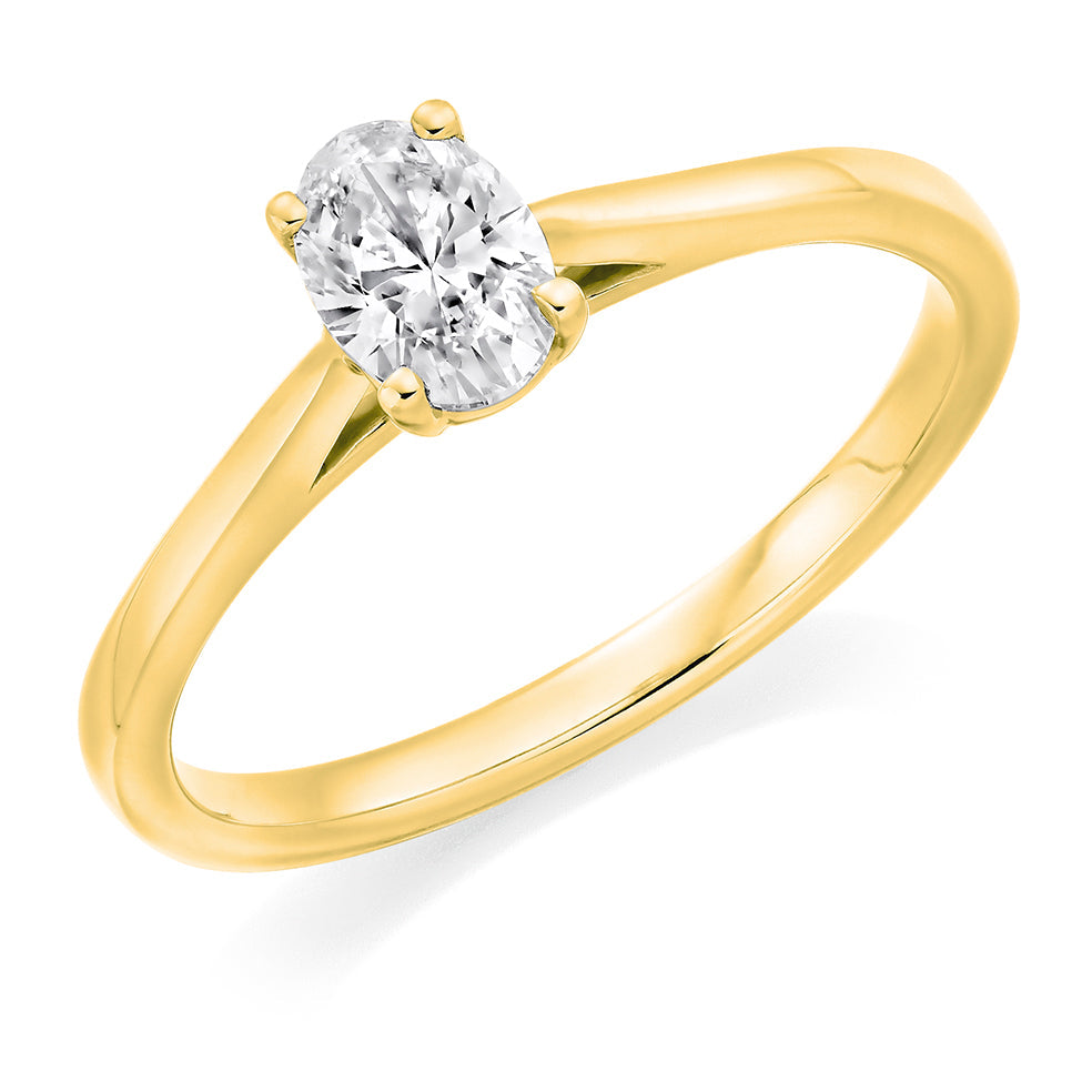 Traditional Solitaire Oval Cut Engagement Ring, 0.4ct in Yellow Gold