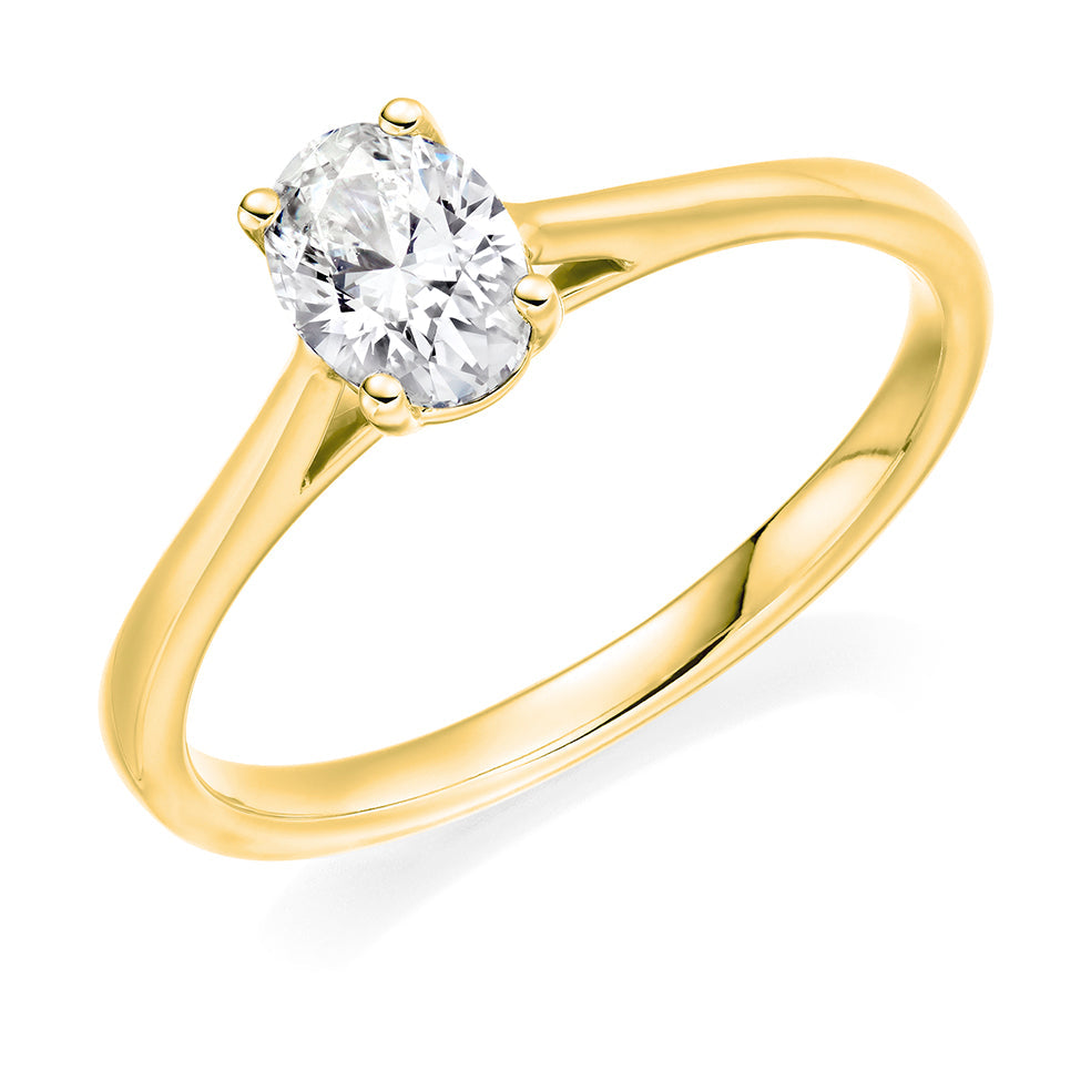 Solitaire Oval Cut Engagement Ring, 0.5ct in Yellow Gold