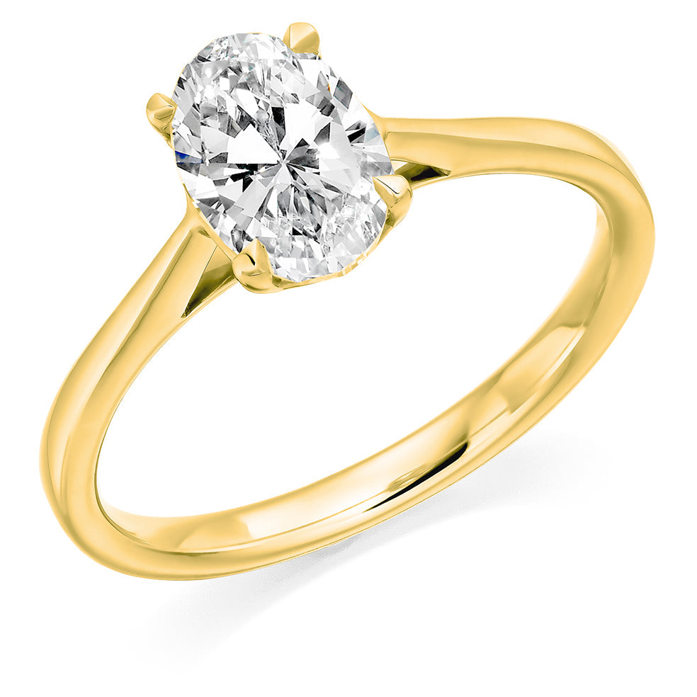 Simple Solitaire Oval Cut Engagement Ring, 1.25ct in Yellow Gold