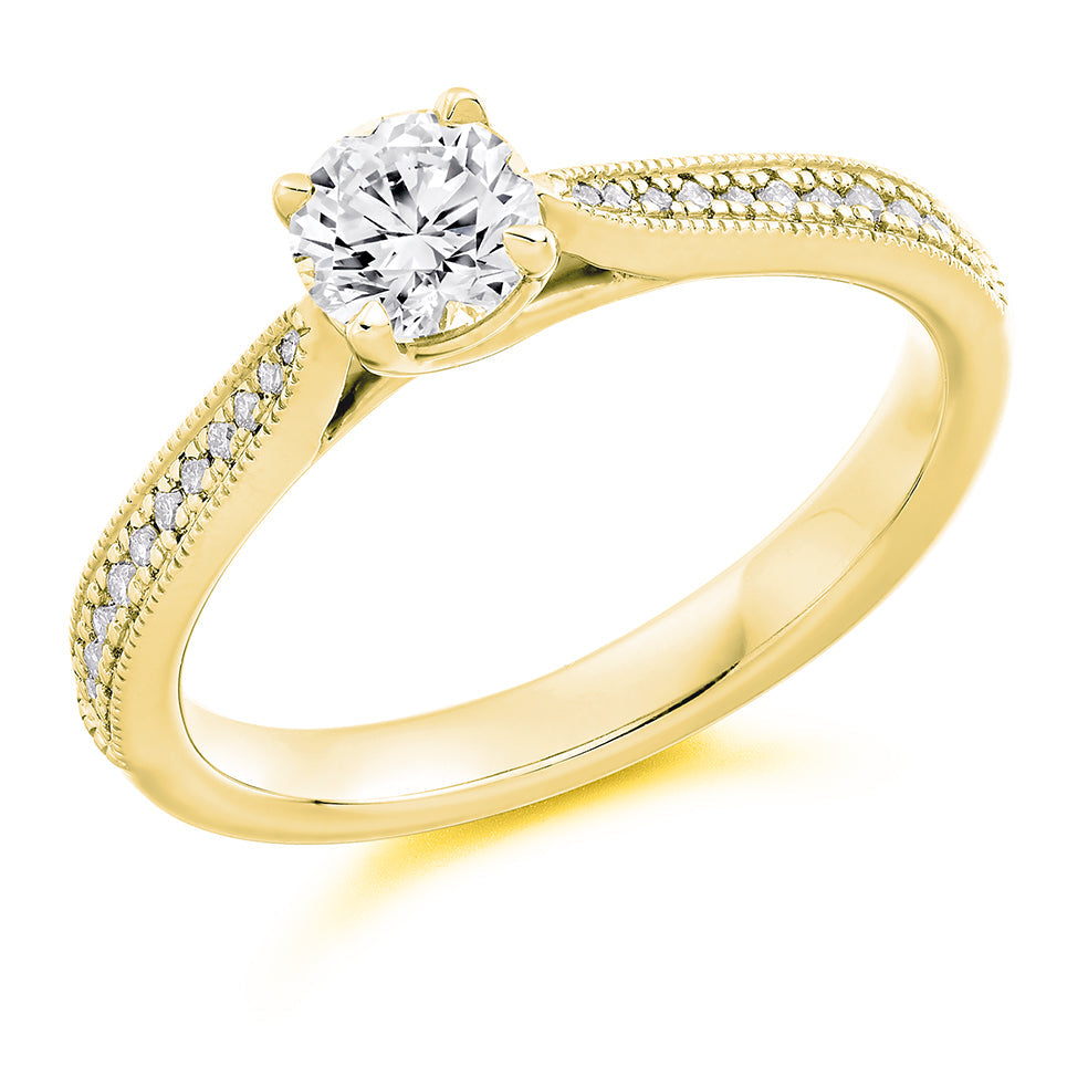 Grain-Set Solitaire Round Brilliant Engagement Ring 0.49ct in Yellow Gold