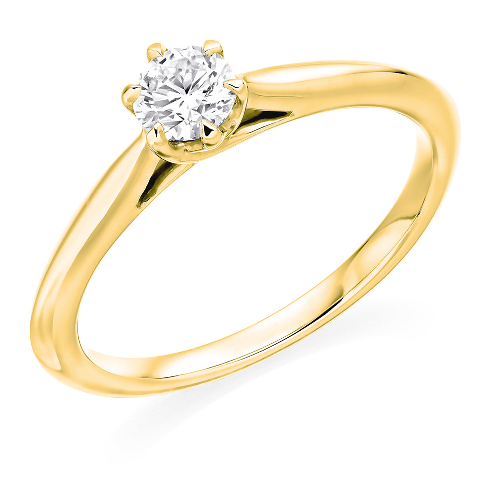 Clean-Band Solitaire Round Brilliant Engagement Ring 0.25ct in Yellow Gold
