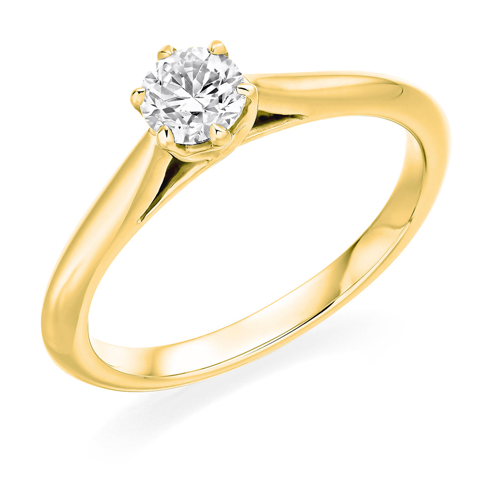 Traditional Solitaire Round Brilliant Engagement Ring 0.4ct in Yellow Gold