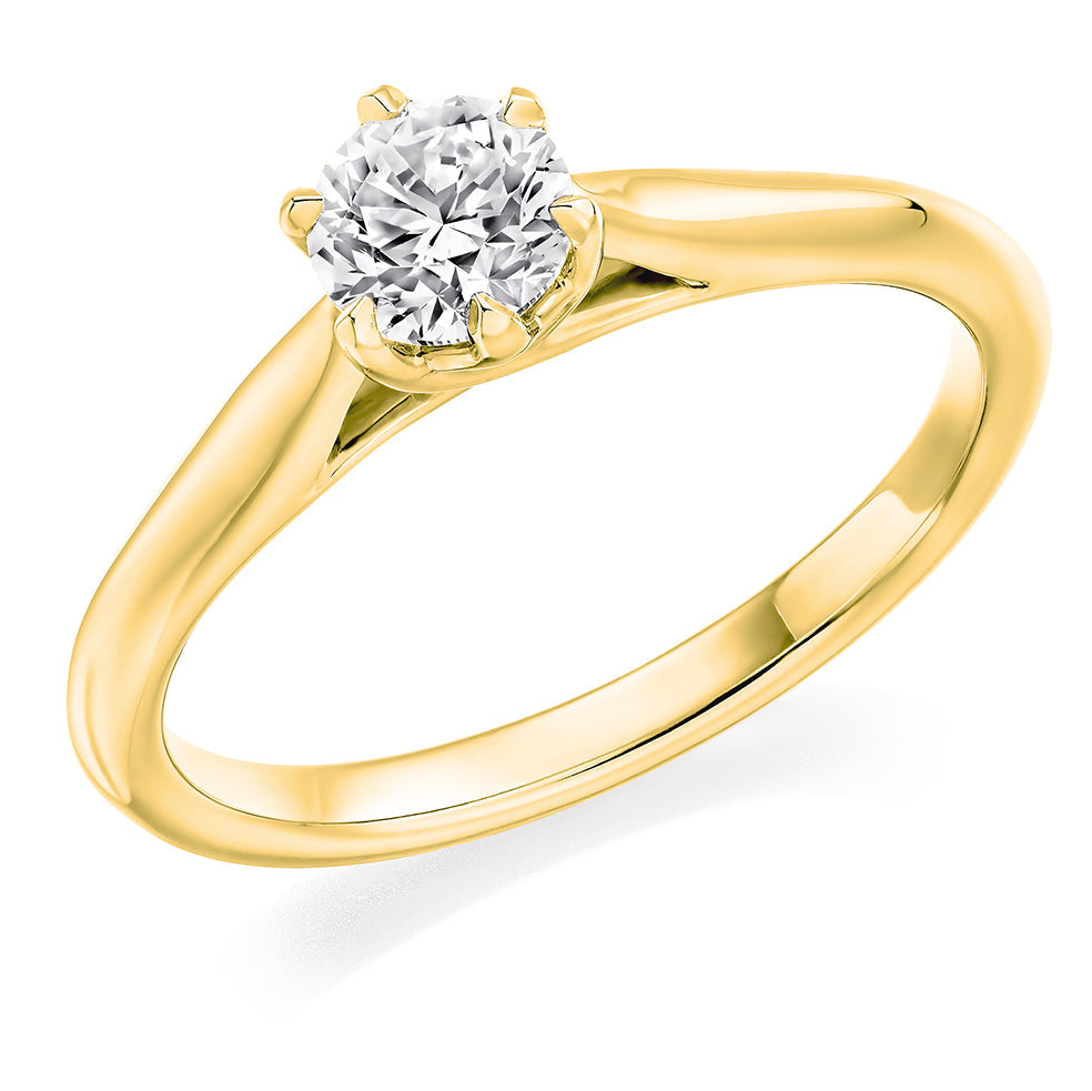 Traditional Solitaire Round Brilliant Engagement Ring 0.5ct in Yellow Gold