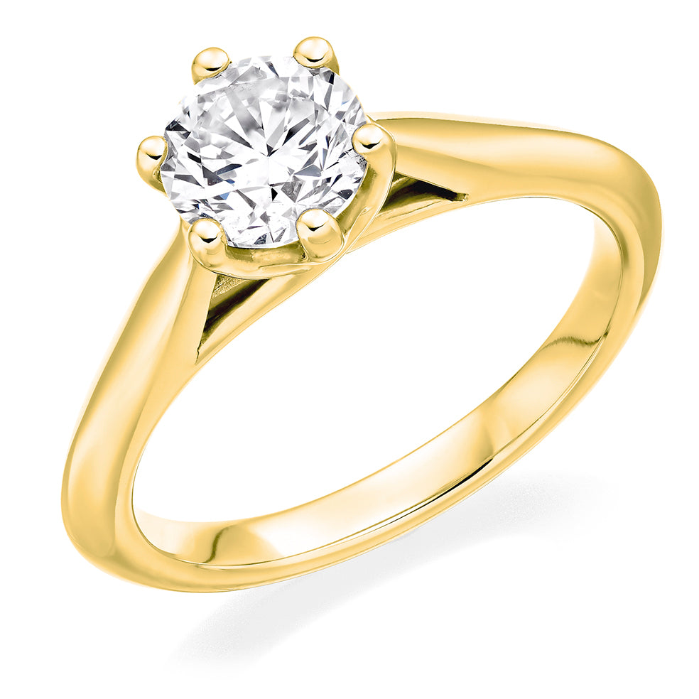 Simple Solitaire Round Brilliant Engagement Ring 1.0ct in Yellow Gold