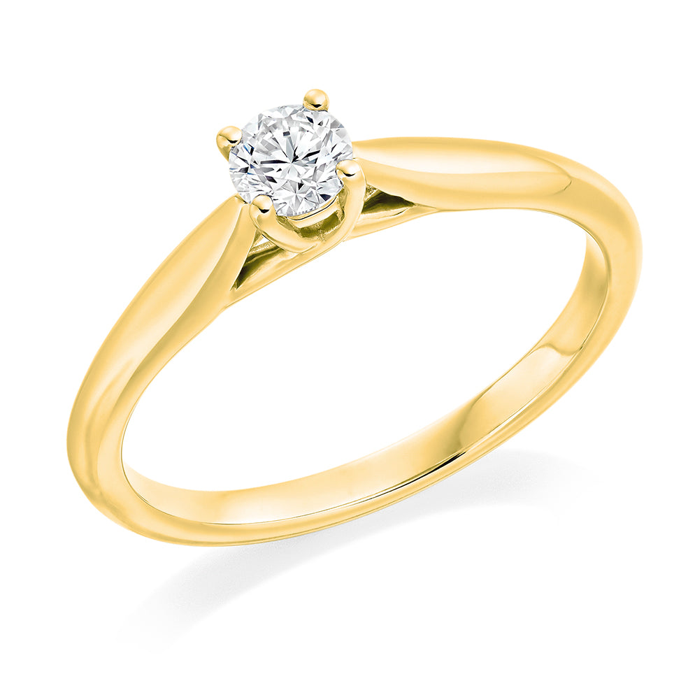 Solitaire Round Brilliant Engagement Ring, 0.33ct in Yellow Gold