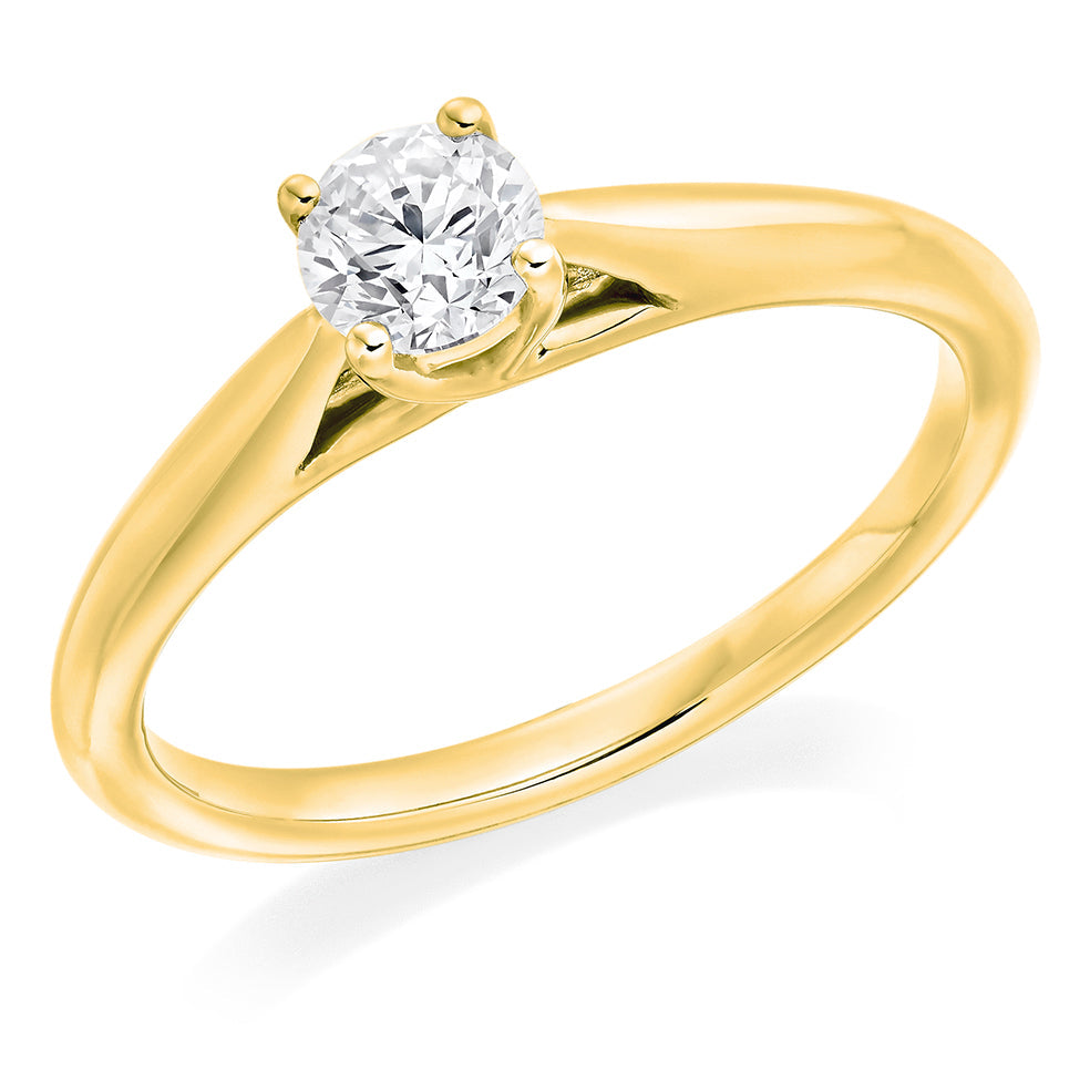 Classic Solitaire Round Brilliant Engagement Ring, 0.5ct in Yellow Gold