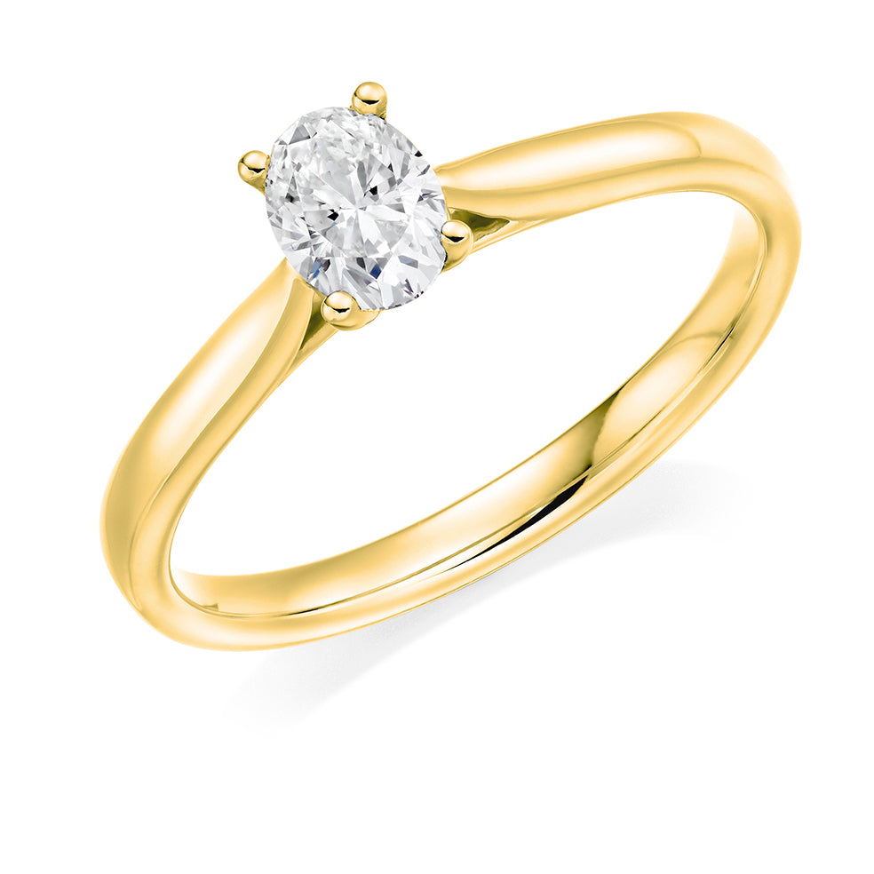 Classic Solitaire Oval Cut Engagement Ring in Yellow Gold