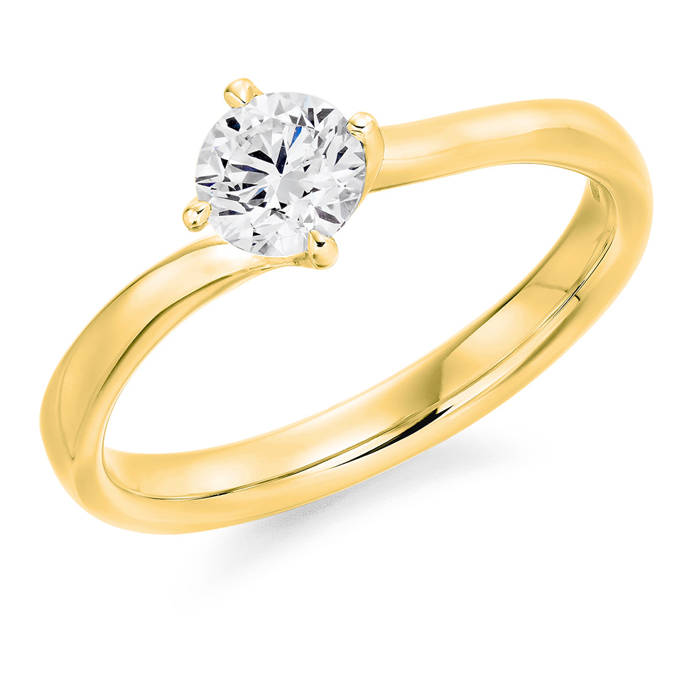 Traditional Solitaire Round Brilliant Engagement Ring, 0.5ct in Yellow Gold