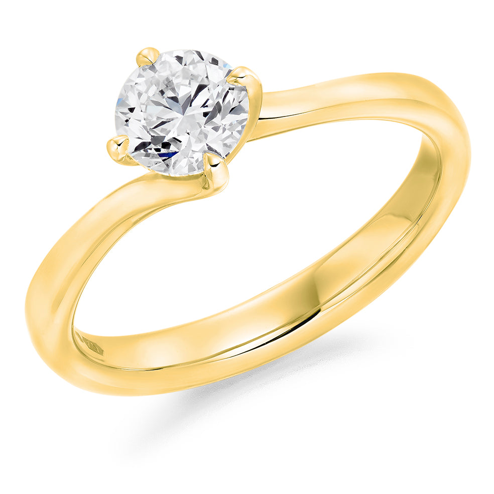 Solitaire Round Brilliant Engagement Ring 0.75ct in Yellow Gold