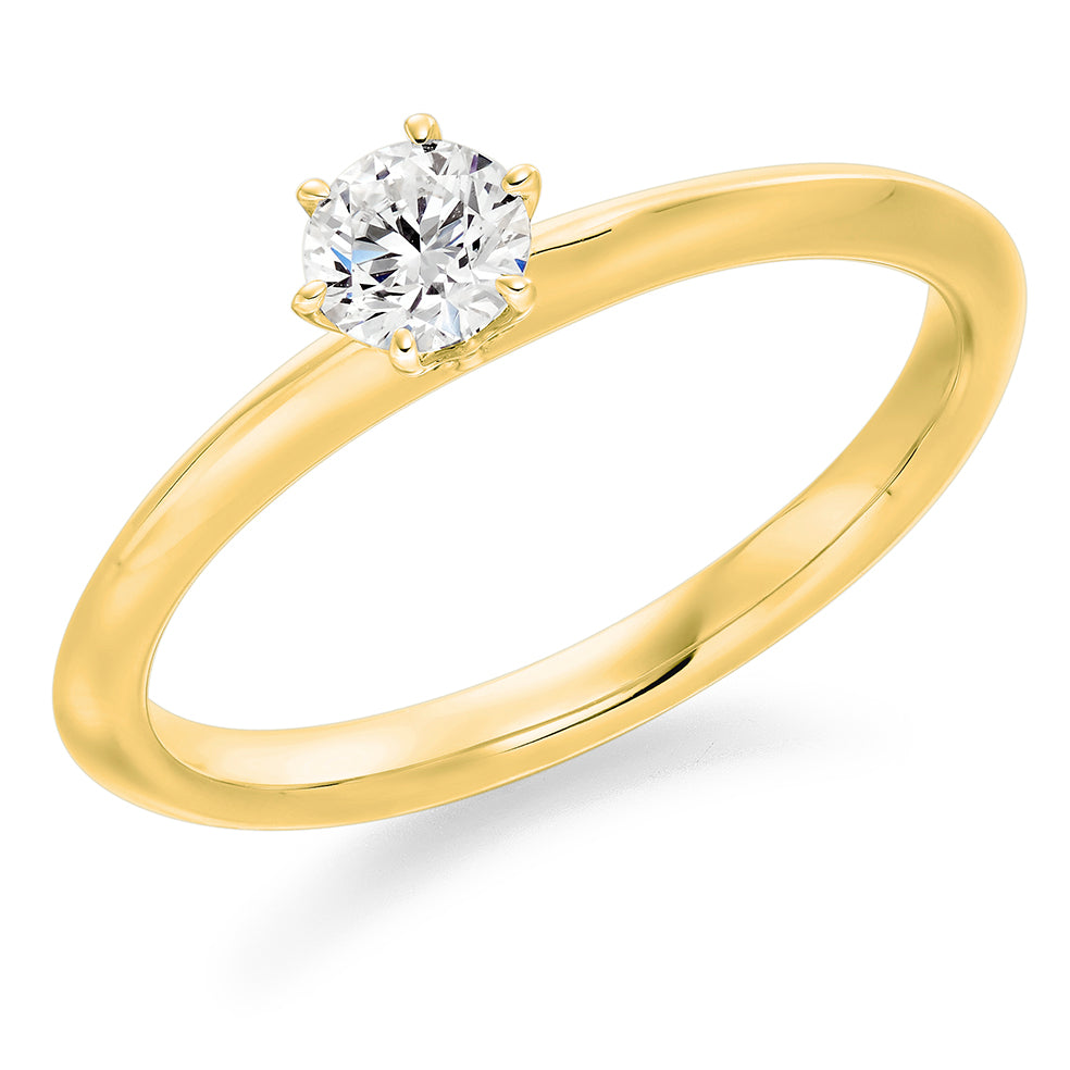 Clean-Band Solitaire Round Brilliant Engagement Ring, 0.33ct in Yellow Gold