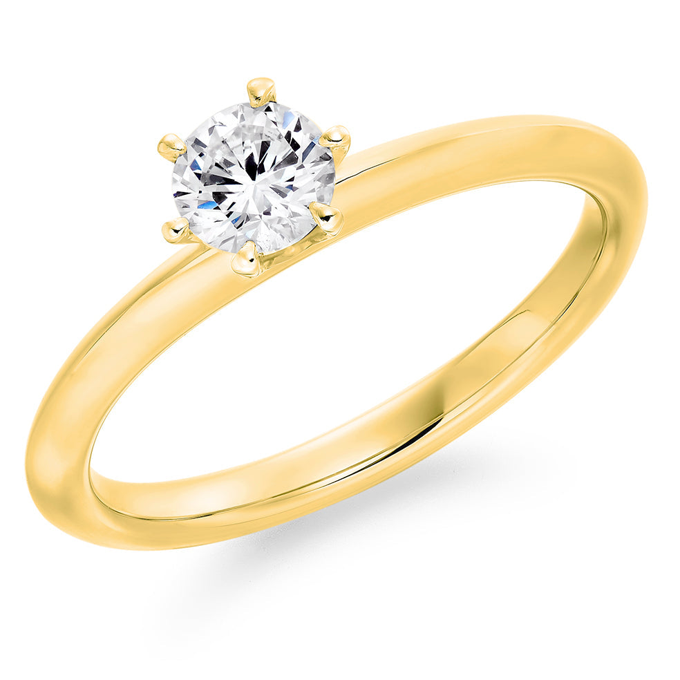 Simple Solitaire Round Brilliant Engagement Ring 0.4ct in Yellow Gold
