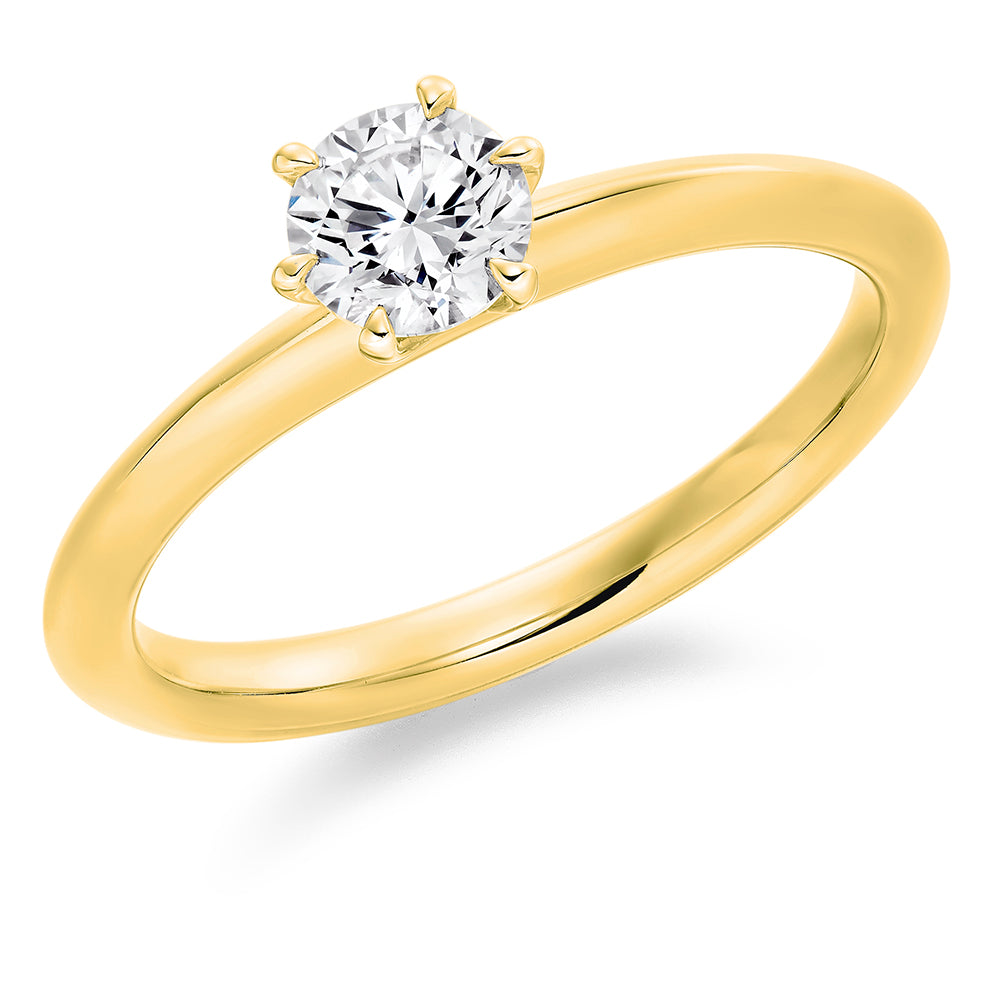 Solitaire Round Brilliant Engagement Ring, 0.5ct in Yellow Gold
