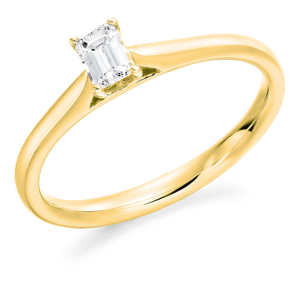 Solitaire Emerald Cut Engagement Ring, 0.25ct in Yellow Gold