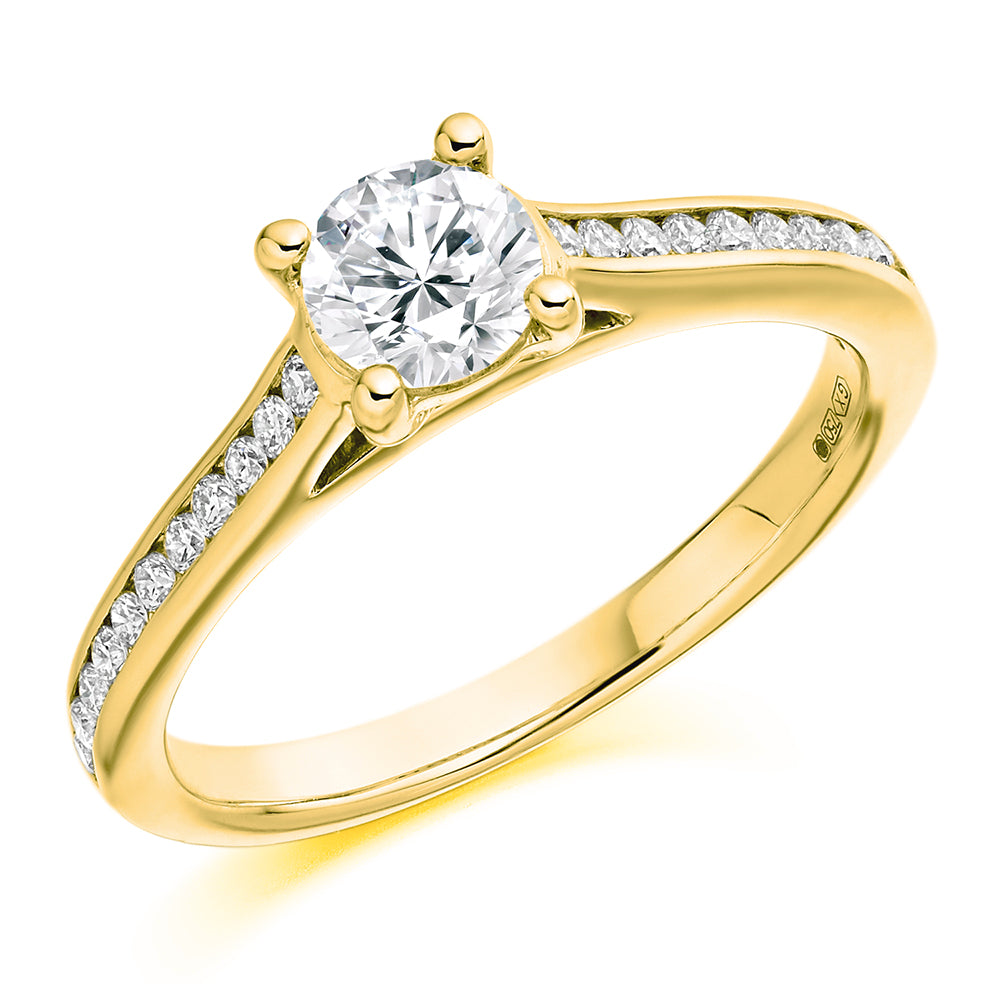 Channel-Set Solitaire Round Brilliant Engagement Ring 0.75ct in Yellow Gold