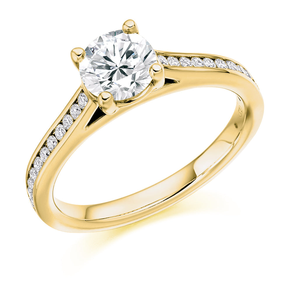 Channel-Set Solitaire Round Brilliant Engagement Ring 1.15ct in Yellow Gold
