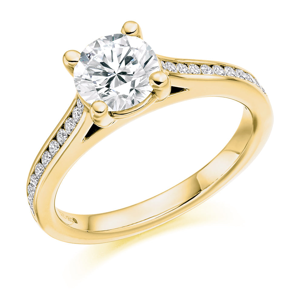 Channel-Set Solitaire Round Brilliant Engagement Ring 1.25ct in Yellow Gold