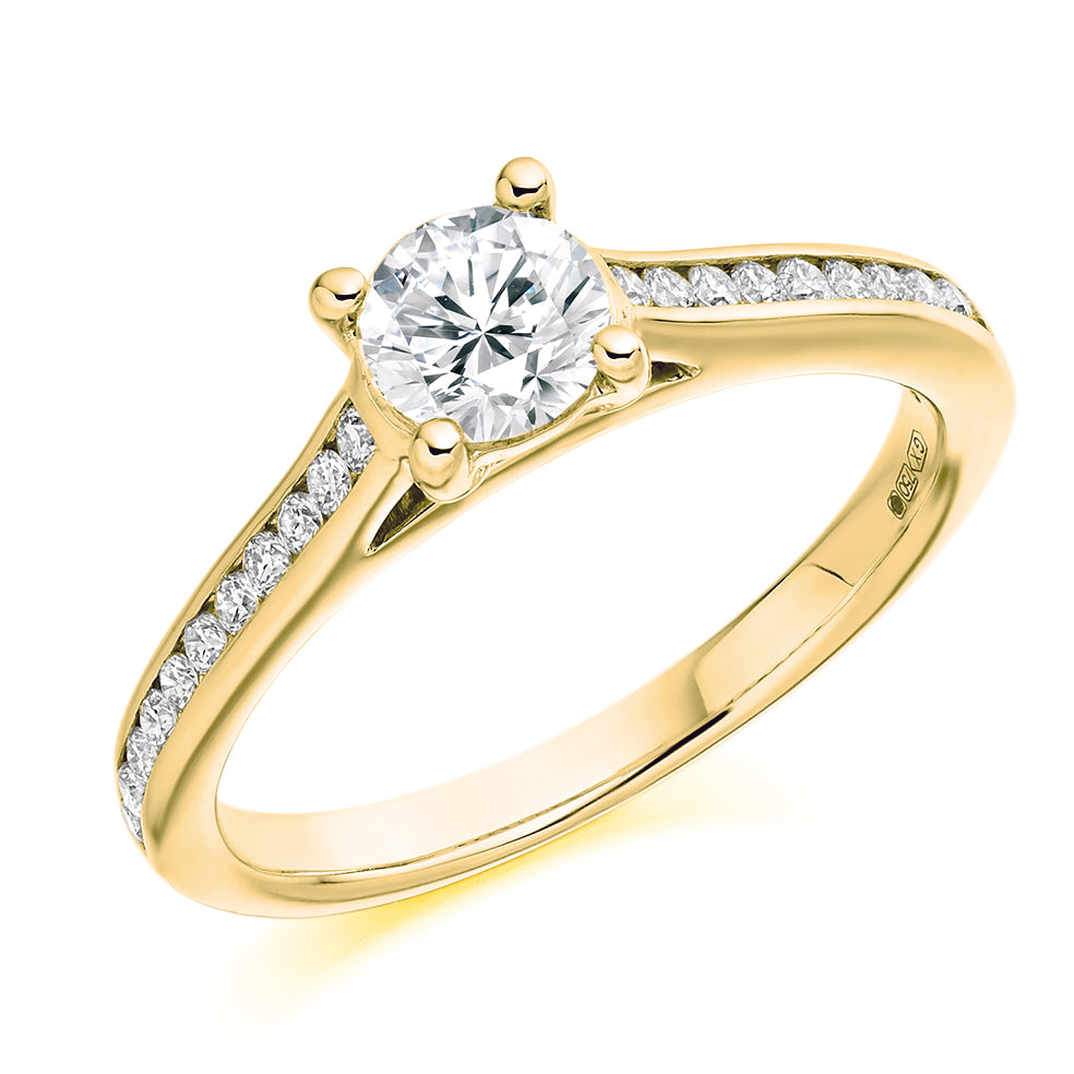 Channel-Set Solitaire Round Brilliant Engagement Ring 0.4ct in Yellow Gold