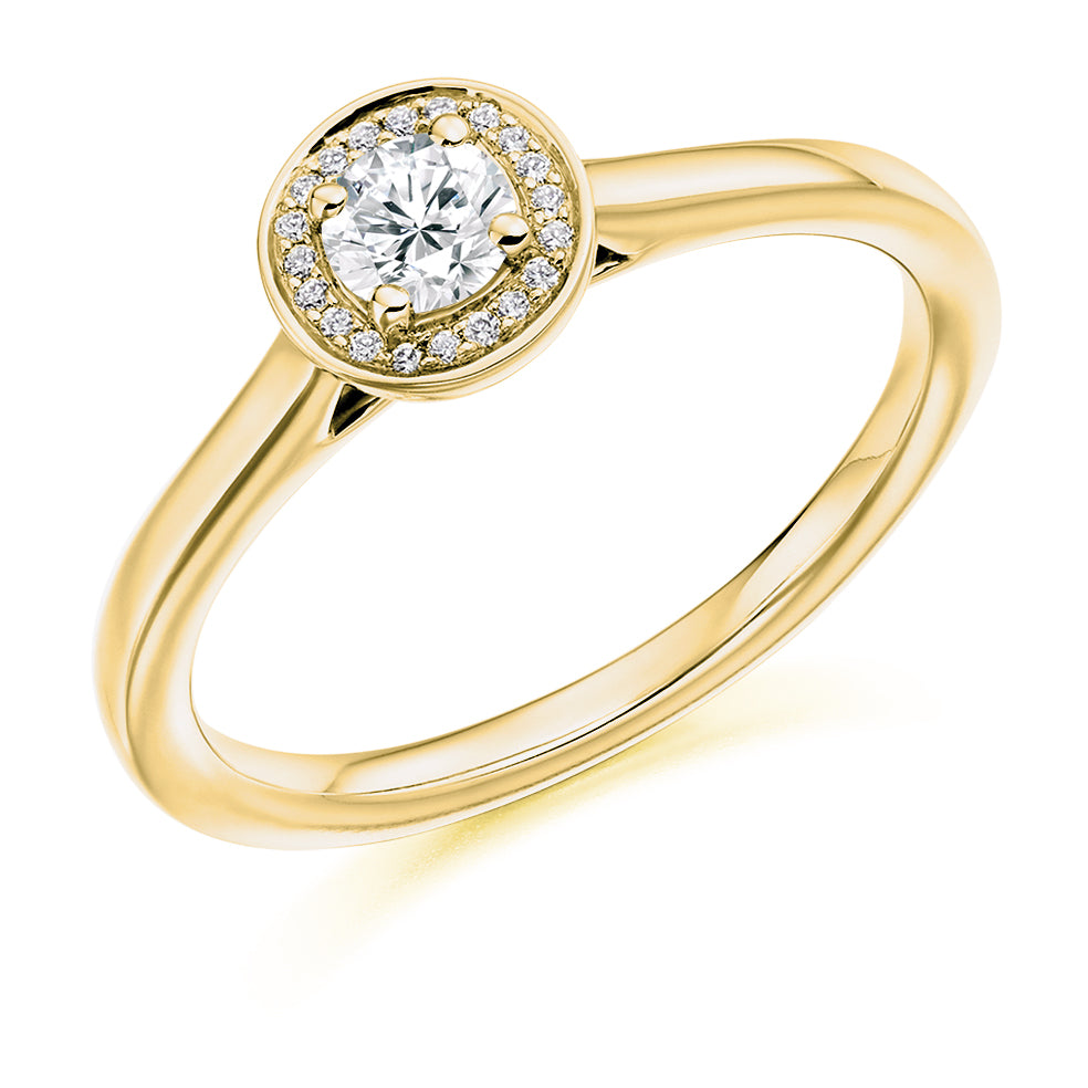 Quiet Halo Round Brilliant Engagement Ring, 0.25ct in Yellow Gold